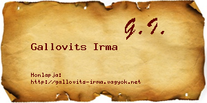 Gallovits Irma névjegykártya